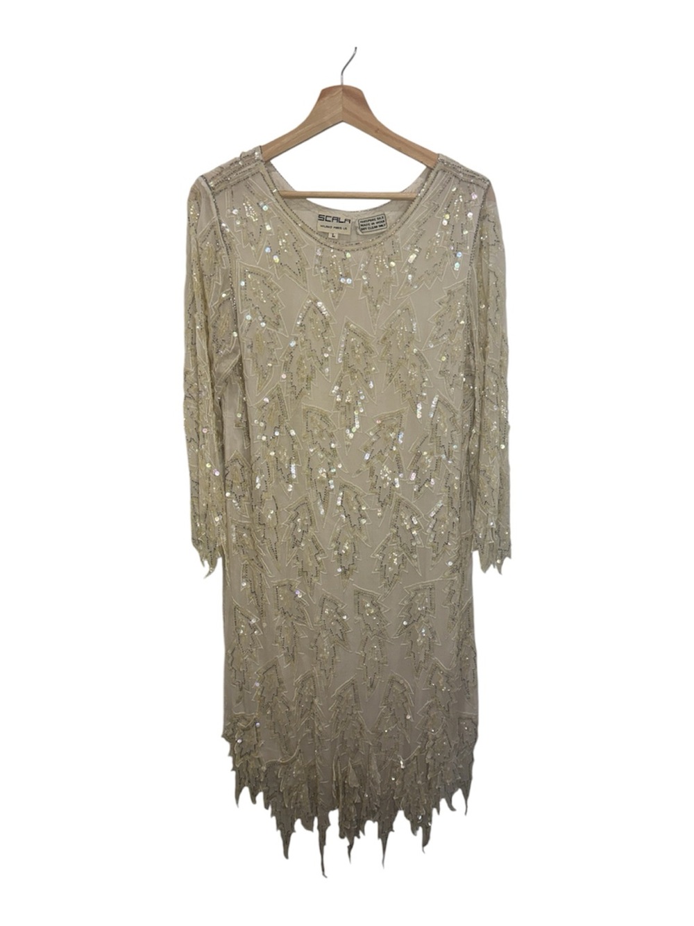 Vintage Scala Silk Beaded Sequin Art Deco Dress L Approx. $350 Retail